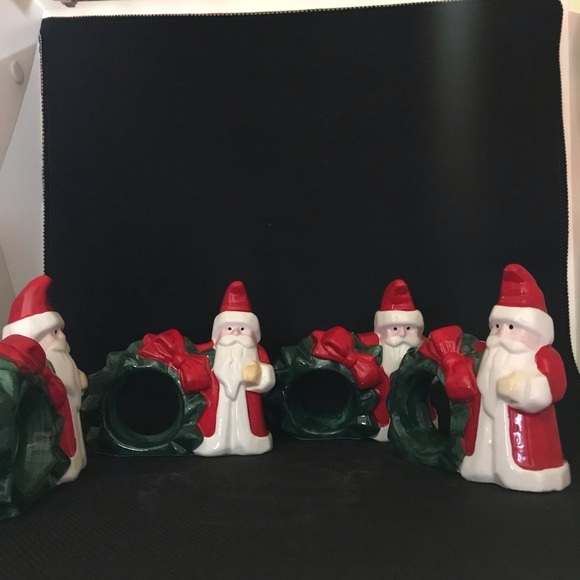 Yule Tide set of 4 Vintage Santa Napkin Holder rings - Picture 9 of 12